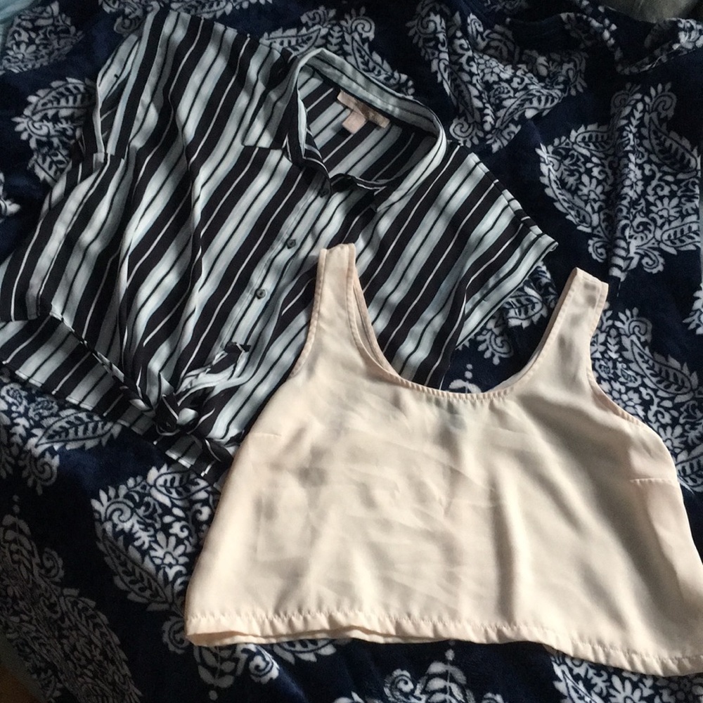 Forever 21 cropped stripped blouse and cami